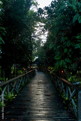 Candlelit walkway in the Jungle Resort on the Kinabatangan River