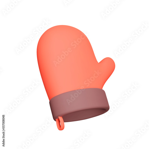 Oven mitt 3d icon. glove. Isolated object on transparent background