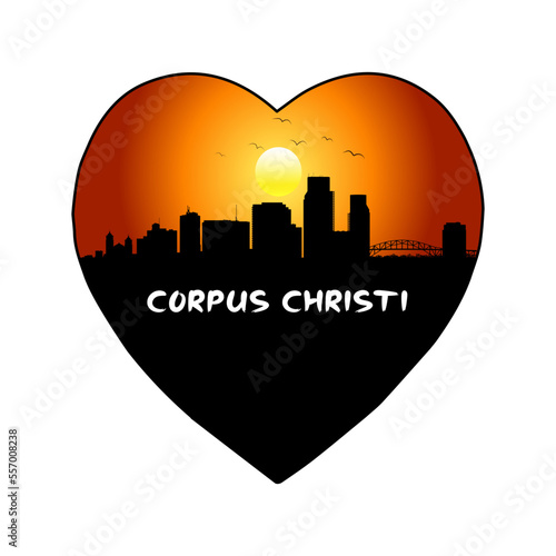 Corpus Christi Texas USA Skyline Silhouette Retro Vintage Sunset Corpus Christi Lover Travel Souvenir Sticker Vector Illustration SVG EPS