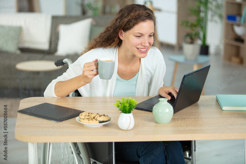 disabled girl in a wheelchair using a laptop disabled girl in a wheelchair using a laptop