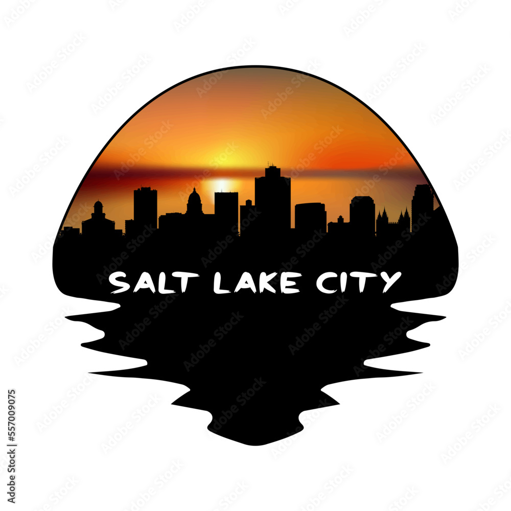 Salt Lake City Utah USA Skyline Silhouette Retro Vintage Sunset Salt Lake City Lover Travel Souvenir Sticker Vector Illustration SVG EPS