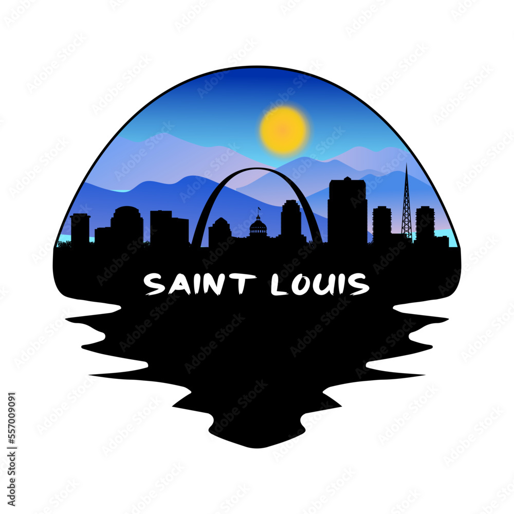 Saint Louis Missouri USA Skyline Silhouette Retro Vintage Sunset Saint Louis Lover Travel Souvenir Sticker Vector Illustration SVG EPS