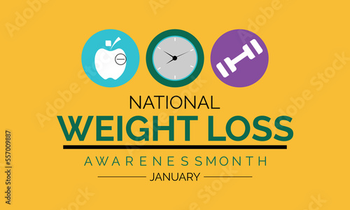 National Weight Loss awareness month observed each year during January . Vector web banner, poster, card, social media, networks with text National healthy weight week 