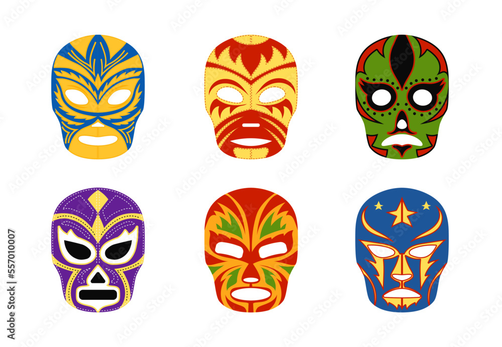 Colorful luchador wrestler masks set Stock Vector Adobe Stock