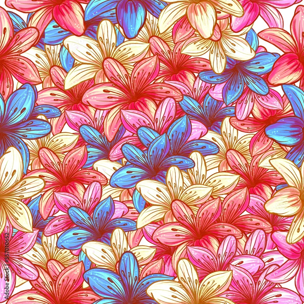 Lily flower background seamless texture. Lily texture for print, illustration, hand drawing. Botanical background with flowers. Flowers print for fabric, paper. Hand drawing Lily flower background seamless texture. Lily texture for print, illustration, hand drawing. Botanical background with flowers. Flowers print for fabric, paper. Hand drawing
