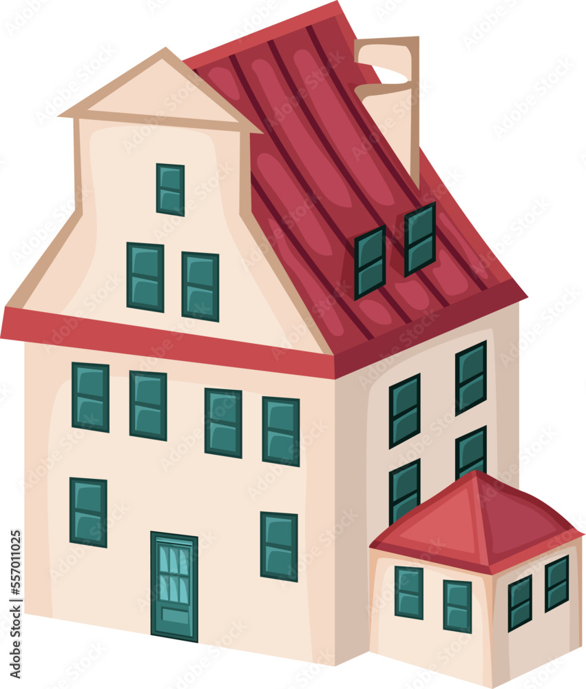 Home facade with doors and windows , Cartoon vector illustration. Home facade with doors and windows , Cartoon vector illustration.