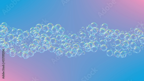 Soap bubble. Detergent bath foam and suds for bathtub. Shampoo.