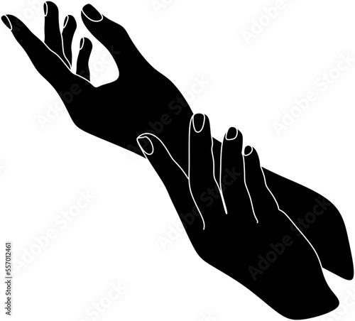 Hands moisturizing icon in black style isolated on white background. Skin care symbol stock vector illustration.