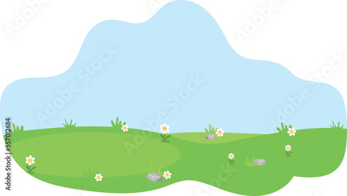 Summer meadow scene background. Empty green countryside nature
