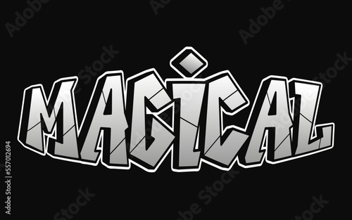 Magical word trippy psychedelic graffiti style letters.Vector hand drawn doodle cartoon logo magical illustration. Funny cool trippy letters, fashion, graffiti style print for t-shirt, poster concept