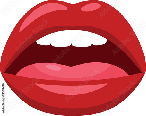 Open female mouth. Sexy red lips icon