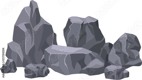 Natural stone structure. Cartoon landscape rock pile