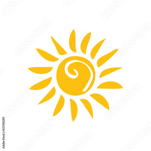 Set of symbols of the sun. Flat sun icon