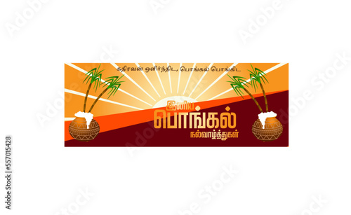 Pongal Festivel celebration sunrise tamil typography Banner Design holiday Gradient background wishing Proprius web design sign template card graphic design  vector photo