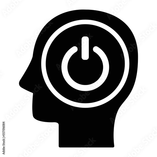 Power Of Mind Icon In Flat Style