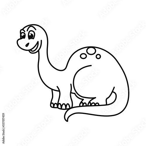 Cute dinosaurs cartoon characters vector illustration. For kids coloring book.