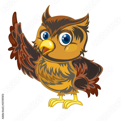 Free vector brown owl bird cartoon character illustration
