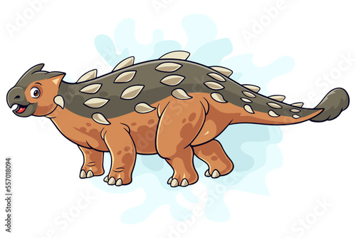 Cartoon Dinosaur ankylosaurus on white background