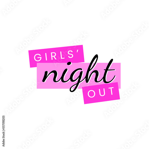 Girls night out party club night text icon label design vector