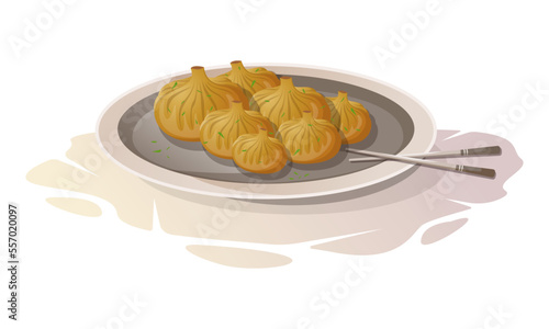 Asian dish - manti on a plate