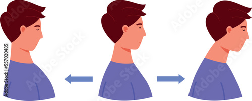 Neck posture infographic. Body extension exercise icon