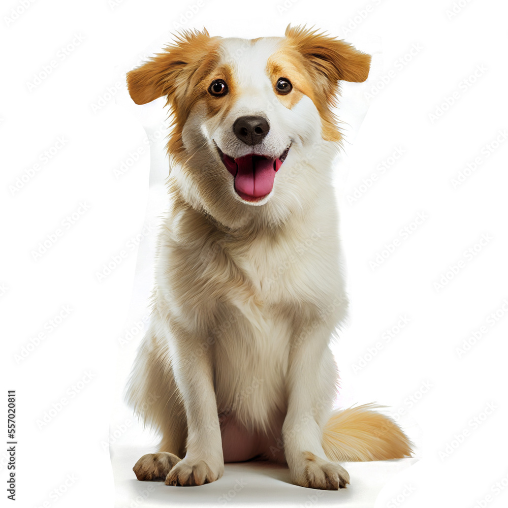 portrait of a dog isolated on white AI generative