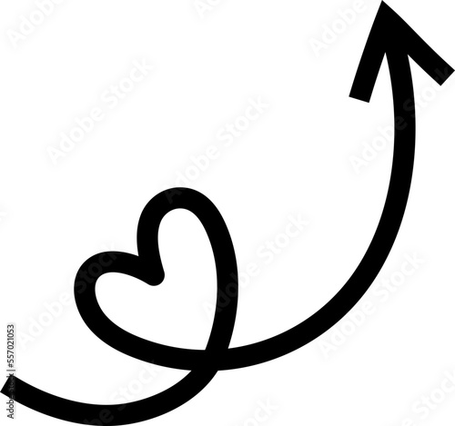 heart middle pointing right arrow