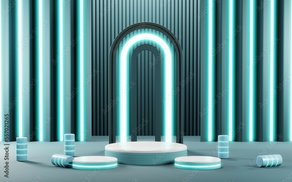 3D render of Podium background in blue tones for displaying cream products. cosmetics 3D render of Podium background in blue tones for displaying cream products. cosmetics