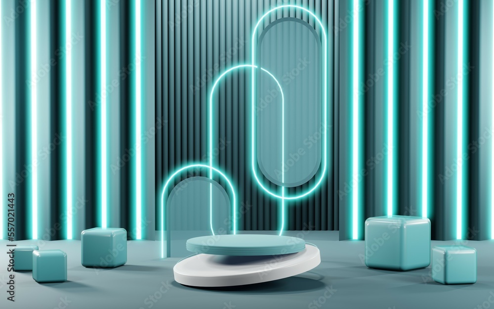 3D render of Podium background in blue tones for displaying cream products. cosmetics 3D render of Podium background in blue tones for displaying cream products. cosmetics