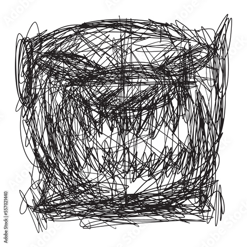 Black scribbles depicting ghost figures