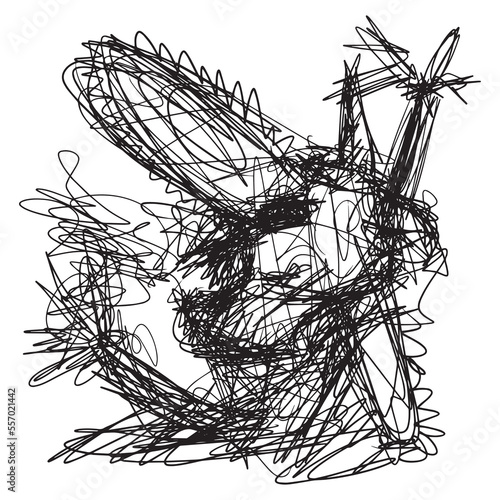 Black scribbles depicting ghost figures