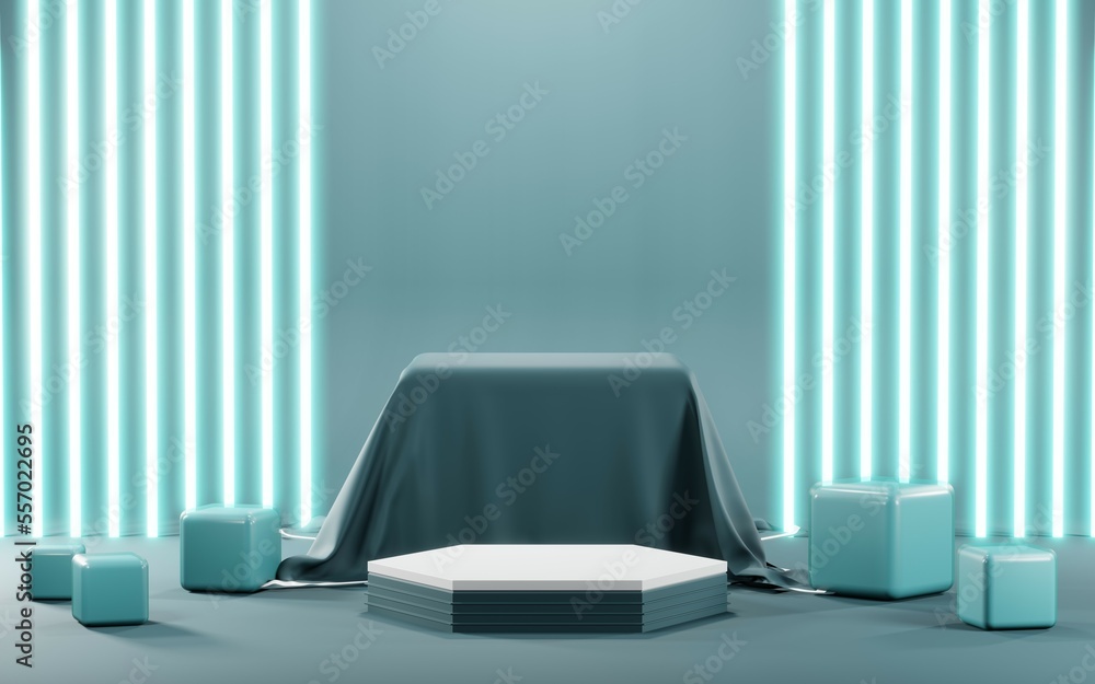 3D render of Podium background in blue tones for displaying cream products. cosmetics 3D render of Podium background in blue tones for displaying cream products. cosmetics