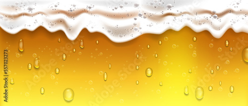 Beer foam background, sparkling fizzy beverage texture, vector summer bar wallpaper, golden bubble. White ale froth, orange alcohol glass, Octoberfest pub banner. Beer foam wave close view    clipart