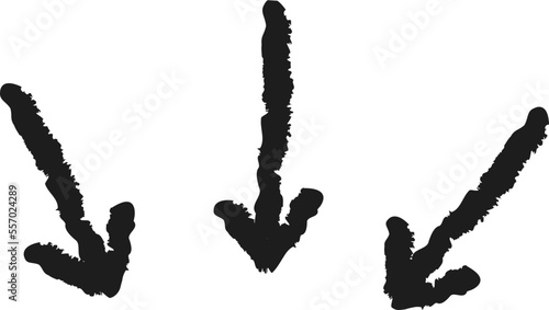 Rough scribble three arrows pointing down black 