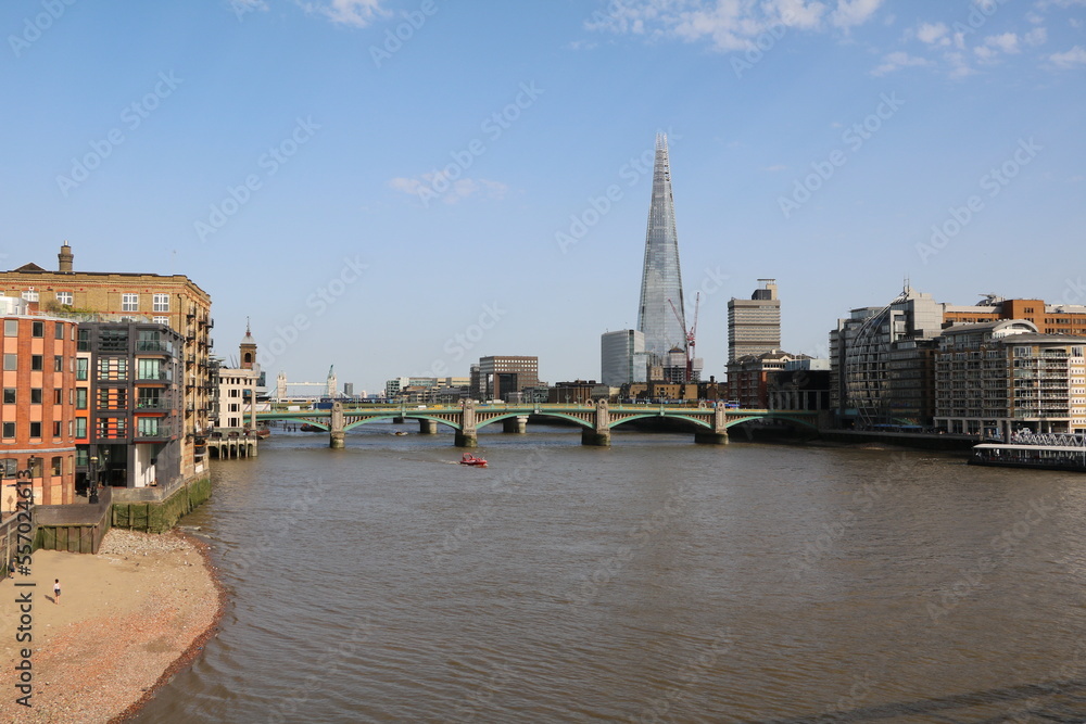 City of London at river Thames, England United Kingdom