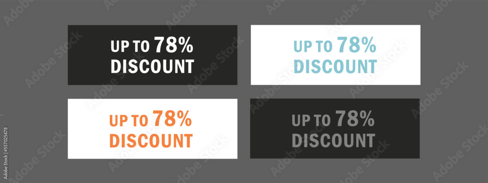 Discount up to 78 percent. Discount offer price sign. Special offer symbol. Discount up to 78 percent. Discount offer price sign. Special offer symbol.