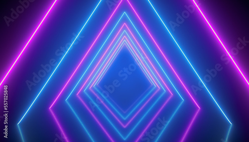 Illustation of glowing neon tunnel in blue and magenta