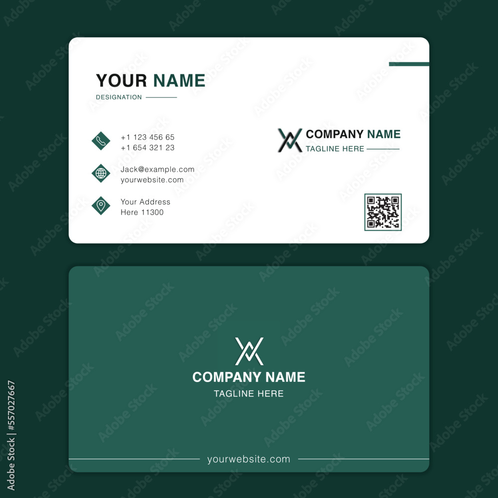 Simple green business card template design
