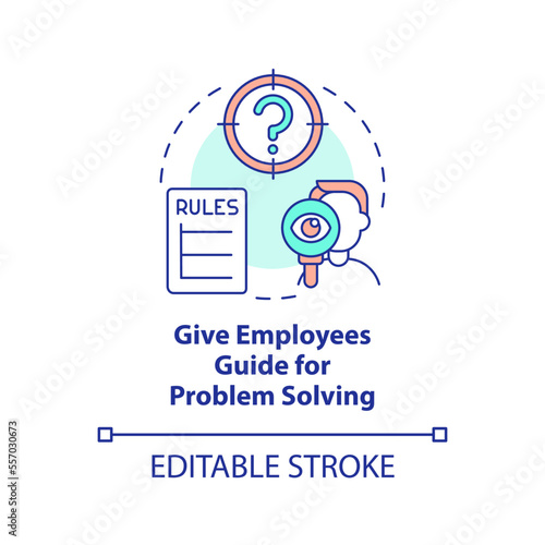 Give employees guide for problem solving concept icon. Customer service policy abstract idea thin line illustration. Isolated outline drawing. Editable stroke. Arial, Myriad Pro-Bold fonts used