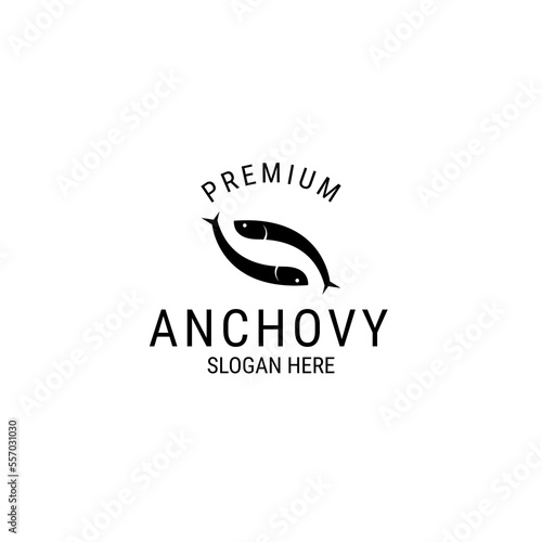 Vector flat anchovy logo design concept template illustration