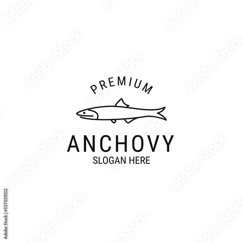 Vector flat anchovy logo design concept template illustration