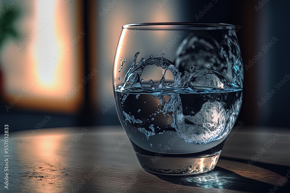 a close up of a glass of water. Generative AI a close up of a glass of water. Generative AI
