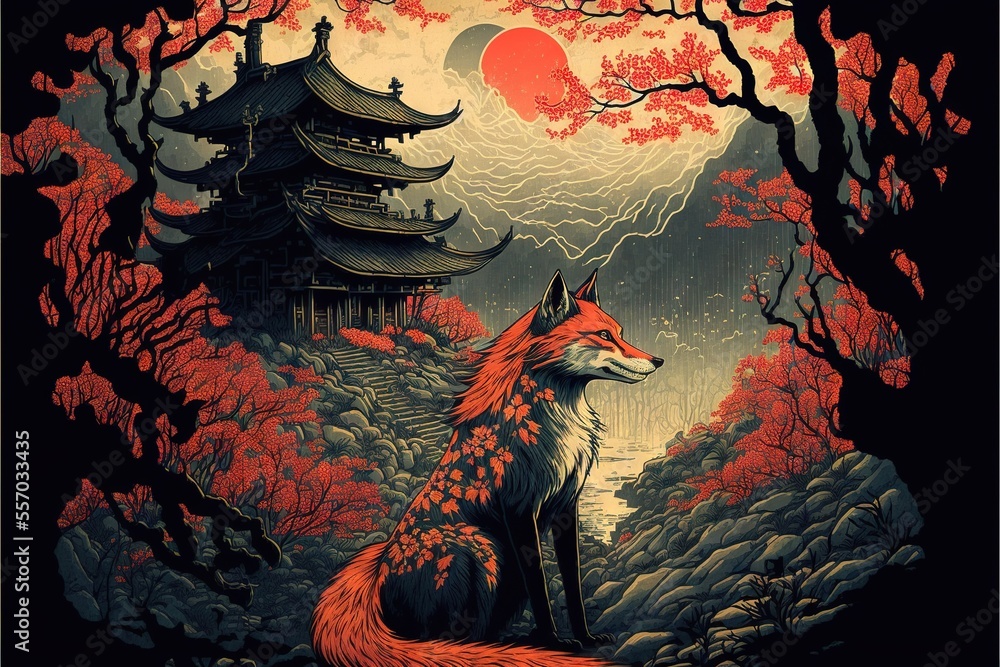 kitsune, fox werewolf, mythical creature, japanese mythology