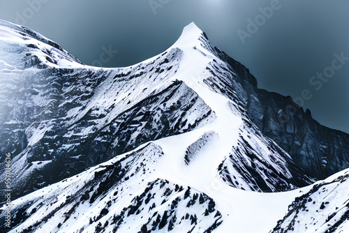 image made by artificial intelligence An image of a mountain covered in snow  symbolizing the strength and beauty of nature.