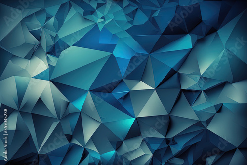 Blue low poly abstract technology background. Generative AI
