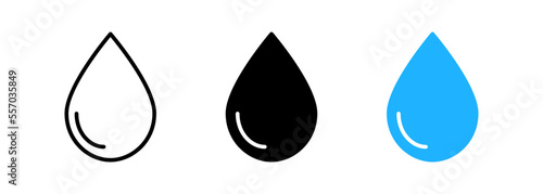Vector rain drop icon. Three-tone version on black and white background eps 10