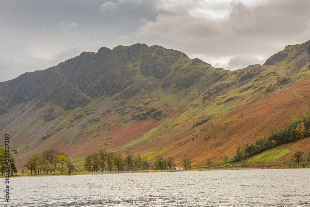 A typical autumn day around Buttermere Lake in the Lake District, England