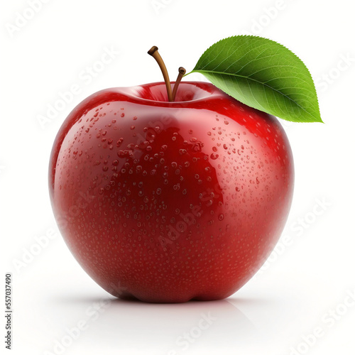 Red apple isolated on white background. 3d illustration 