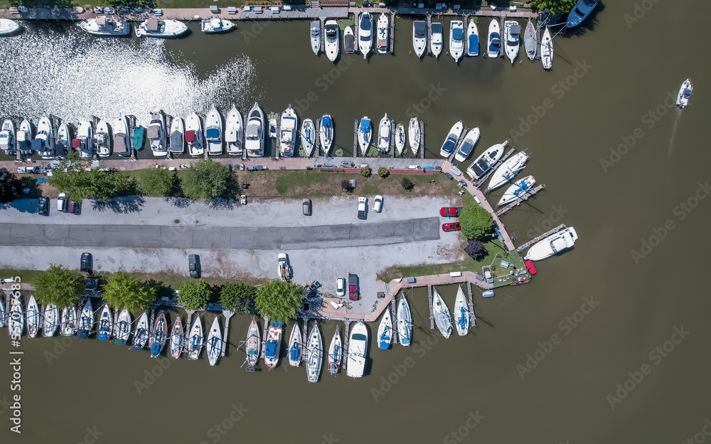 Panoramic view of Ashtabula marina along Ashtabula river in Ohio. Panoramic view of Ashtabula marina along Ashtabula river in Ohio.