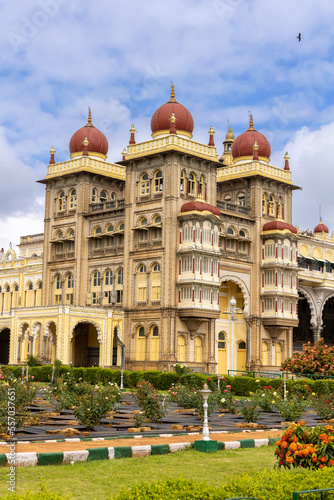 Exterior view of Mysore Maharaja palace in Karnataka, India.